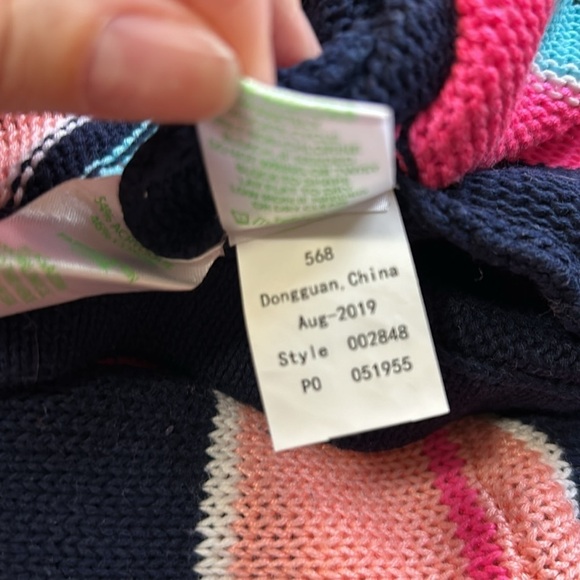 Lilly Pulitzer Daryn Sweater True Navy Island Jungle Multi Stripe Jumper Sz M - Picture 13 of 16